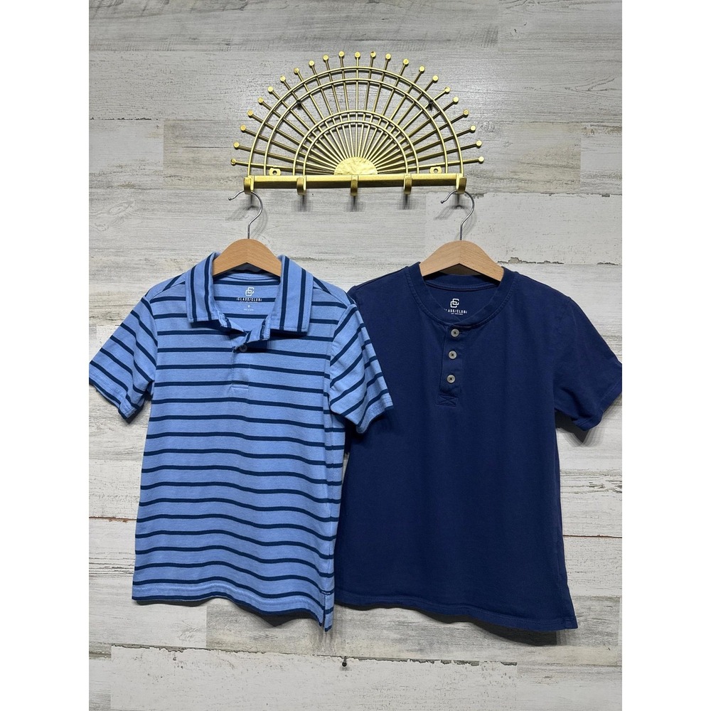 Class Club Polo & Henley Bundle Boys Size 8 Blue Striped Solid EUC